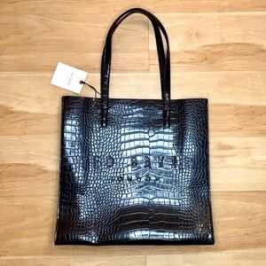 Ted Baker Shiny Black Croc Tote